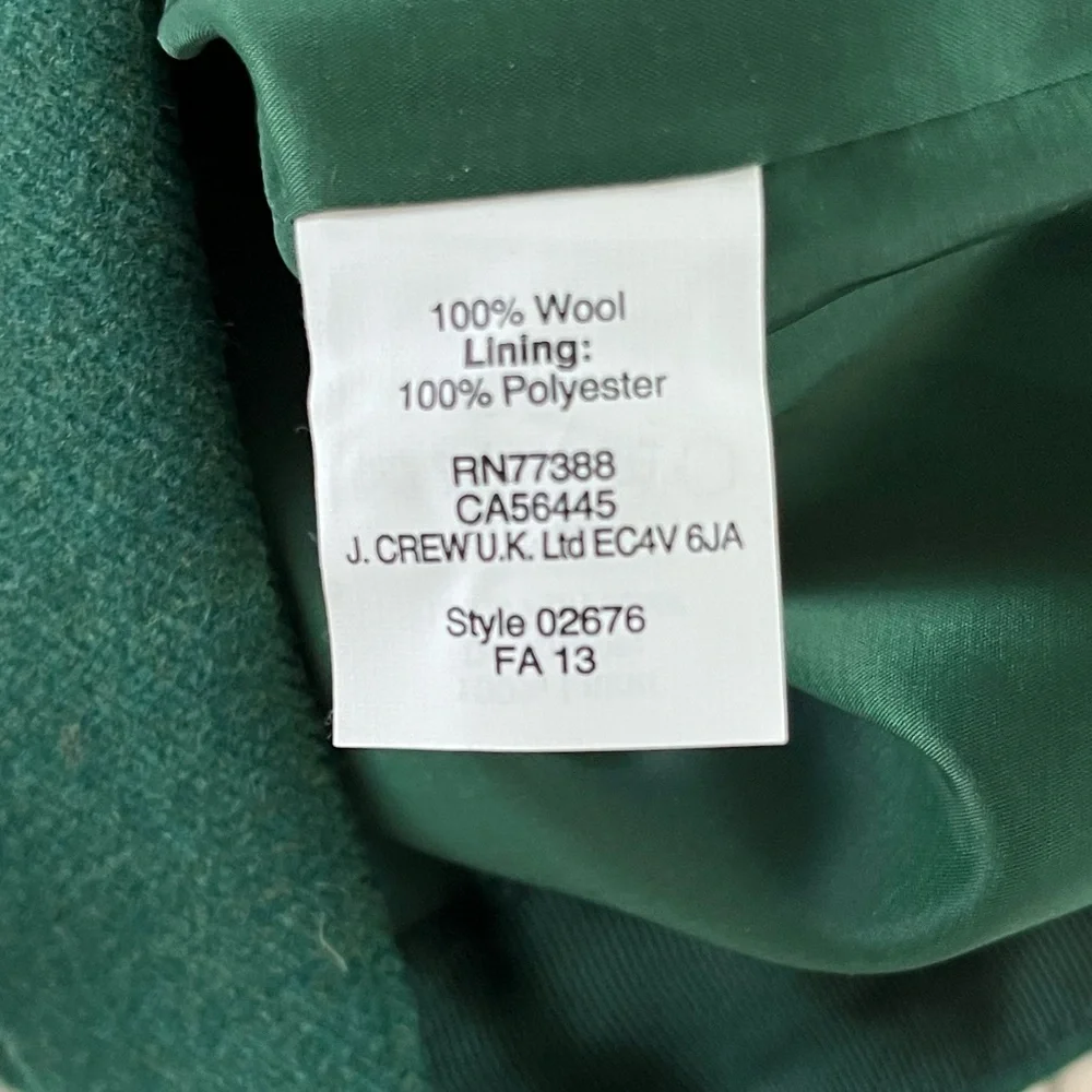J Crew Skirt Women 0 Green Wool NO. 2 Pencil Ladies Lined Classic Fall Autumn - Picture 8 of 8